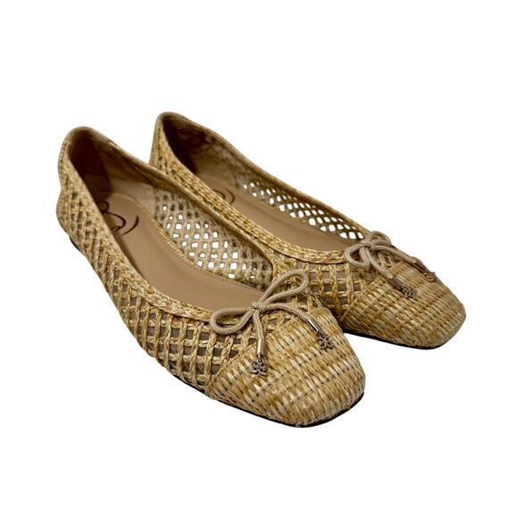 Sam Edelman Ballet Flats Women's 7.5 Woven Raffia Bow Beach Boho - Picture 2 of 16